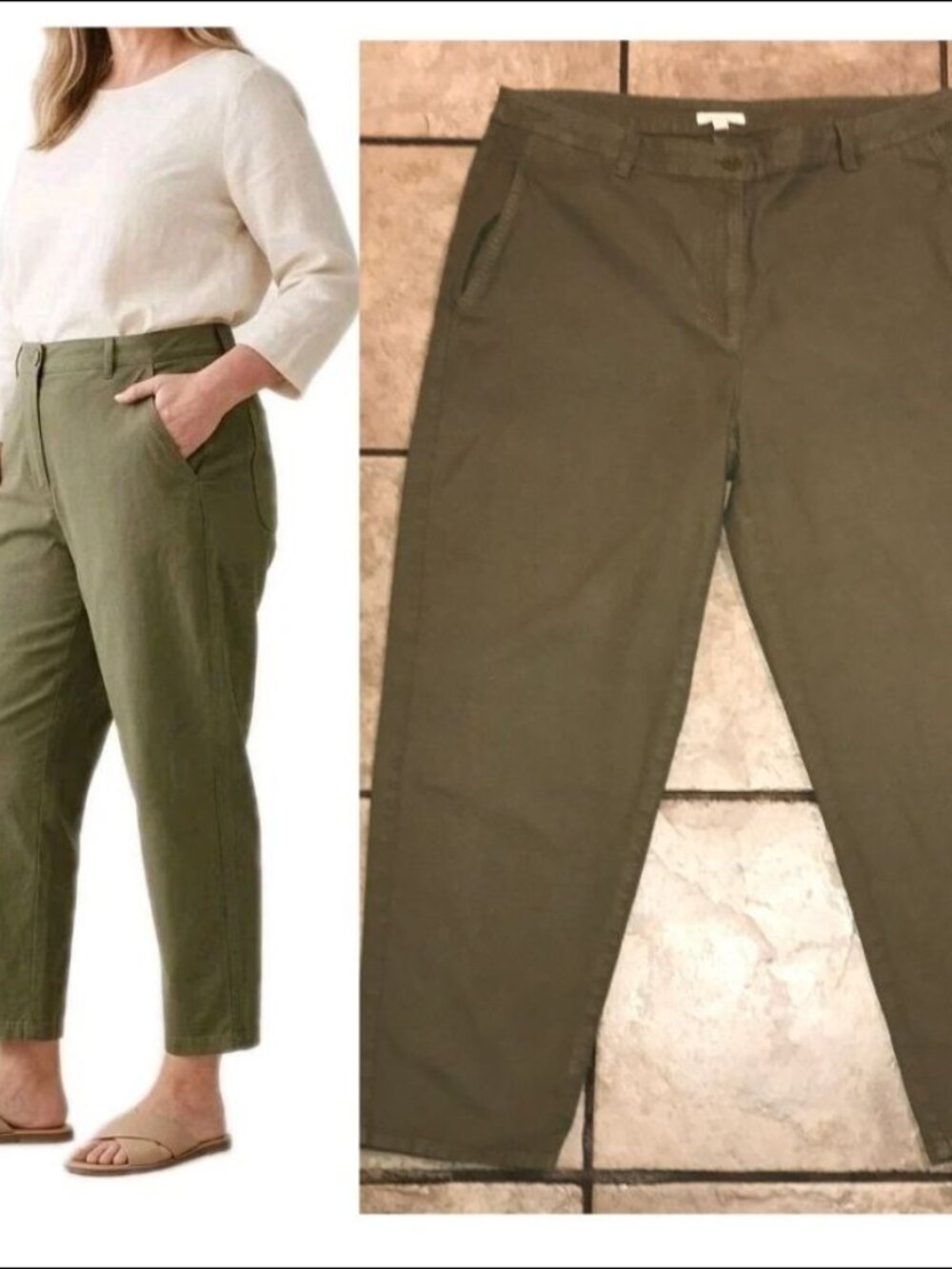 Women's Eileen Fisher Organic Cotton/Hemp Ankle Pants-Size 14